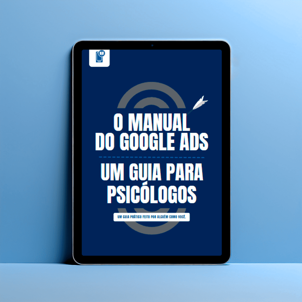 ebook do manual de google ads um guia para psicologos, sendo mostrado em um tablet