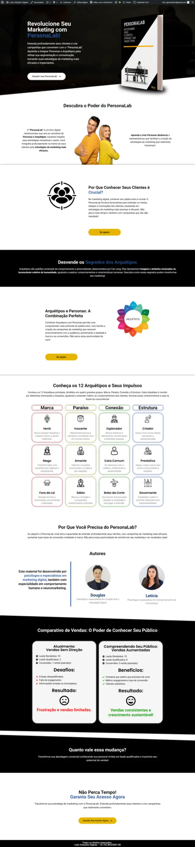 Site desenvolvido pela Ledo para PersonaLab - página completa