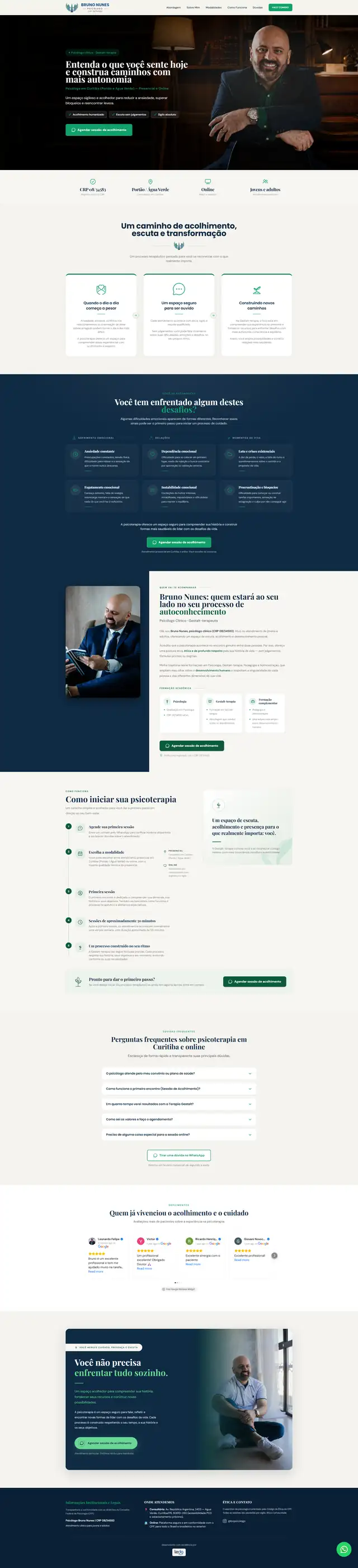 Site desenvolvido pela Ledo para Bruno Nunes - página completa