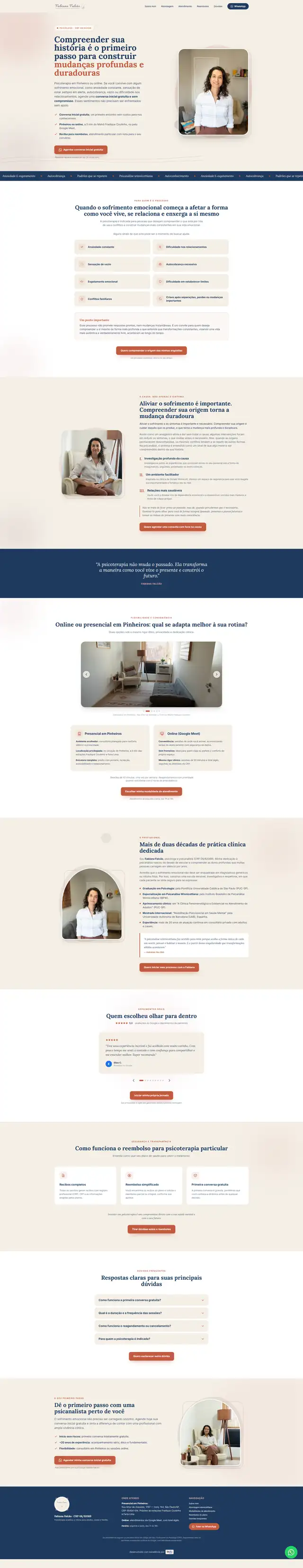 Site desenvolvido pela Ledo para Fabiana Falcão - página completa