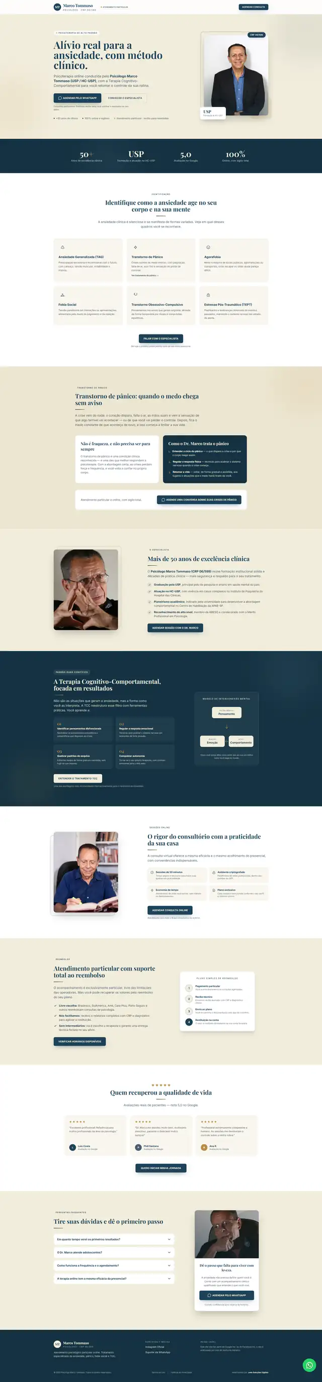 Site desenvolvido pela Ledo para Marco Tomasso - página completa