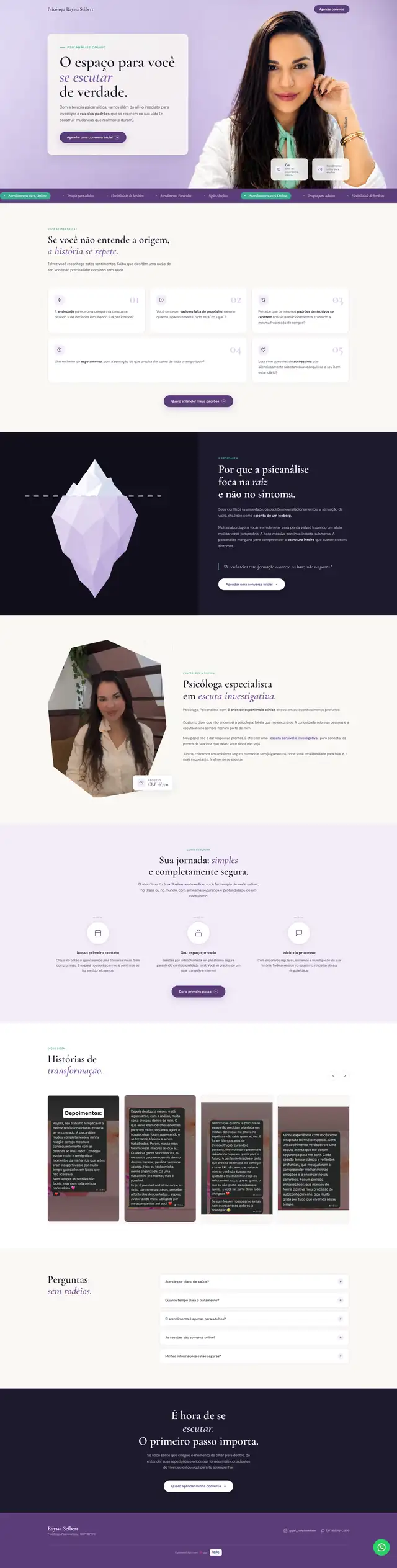 Site desenvolvido pela Ledo para Rayssa - página completa
