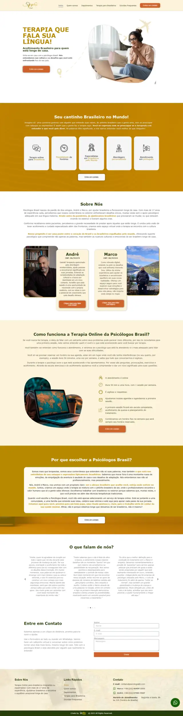 Site desenvolvido pela Ledo para PsicologosBR - página completa