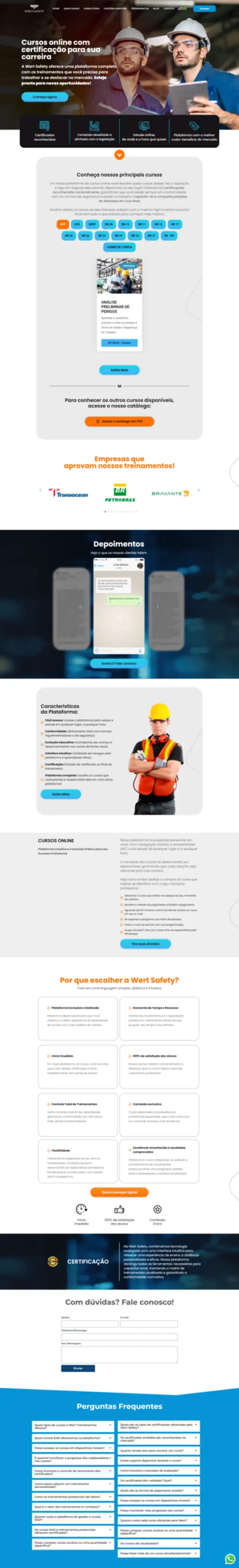 Site desenvolvido pela Ledo para Wert Safety - página completa